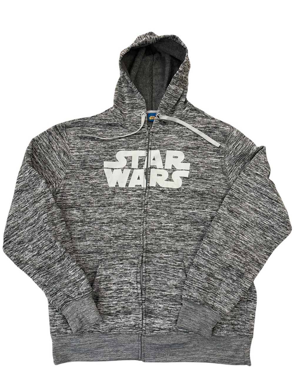 Star Wars Full Zip Hoodie Gray Fleece Spell Out Logo Jacket Men’s XL